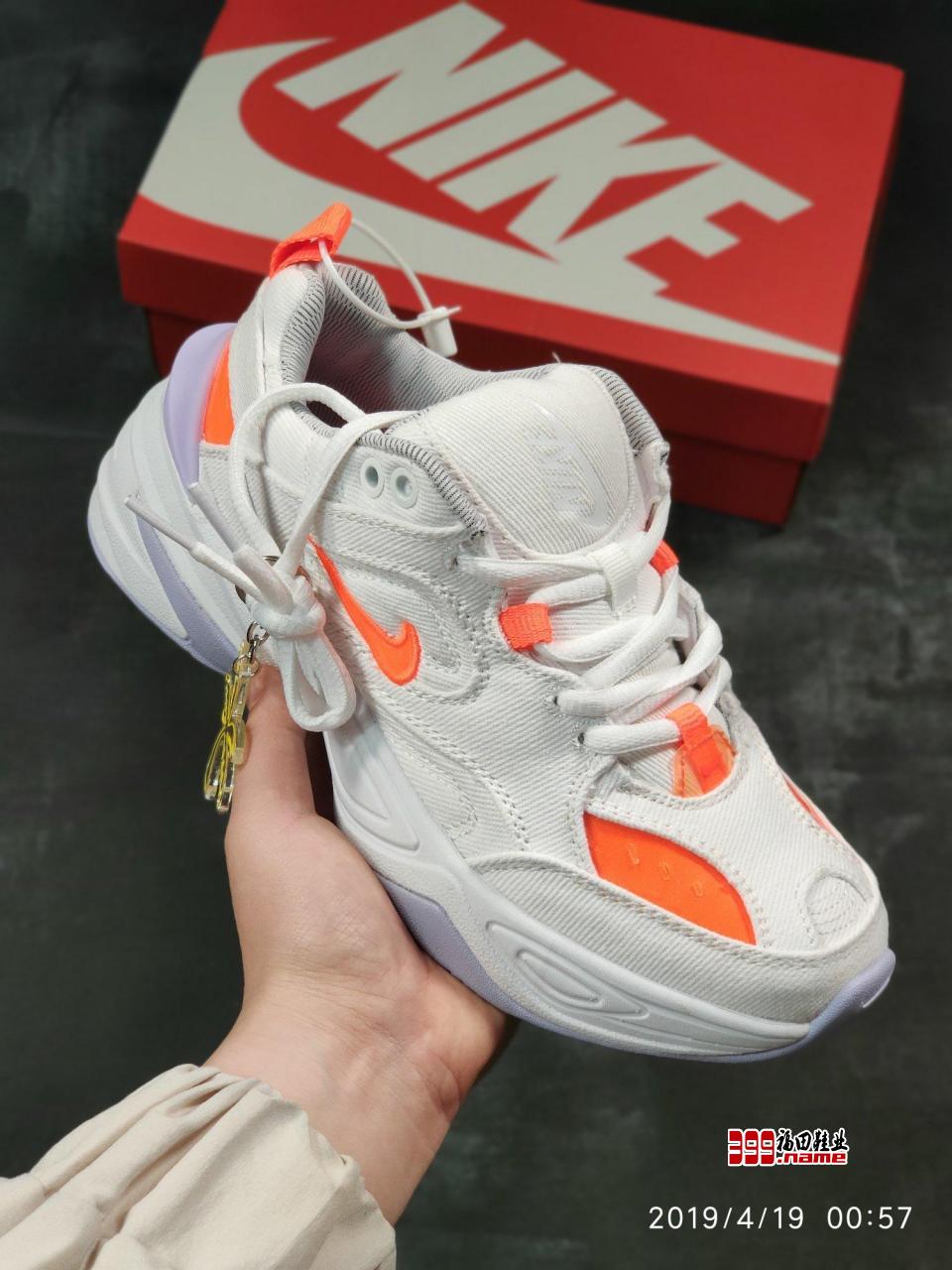 NIKE M2K TEKNO LUX白橙牛仔布老爹鞋男女鞋休闲厚底跑鞋货号:BV0970-100