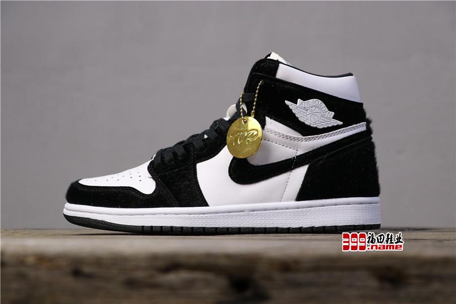 乔丹1代高帮系列 Air Jordan 1Retro High OG WMNS毛皮一体元年熊猫 货号：CD0461-007