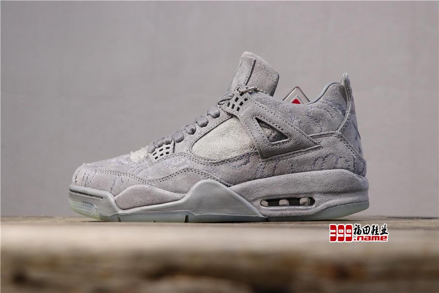 乔丹4 KAWS x Air Jordan 4 “Cool Grey” 灰麂皮出货 货号：930155-003