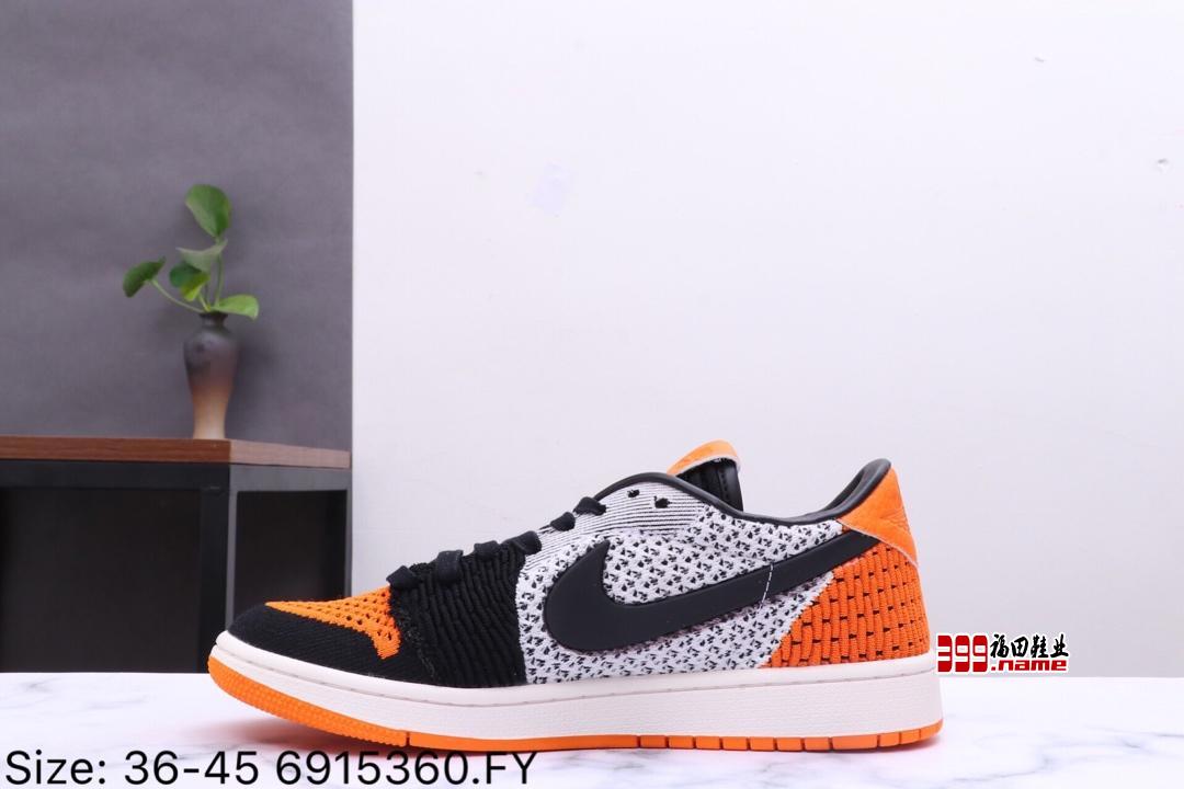 乔丹低帮 #Air Jordan 1 Retro low Flyknit AJ1 低帮 新配色 “白黑橙扣碎” 官方货号：AH4506-100