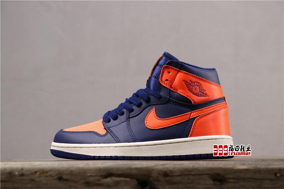 AJ1乔丹1代乔1Nike Air Jordan 1 Retro High 尼克斯蓝橙货号：AH7389-408