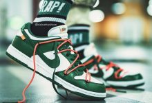 Off-White x Nike Dunk Low绿色版本上脚图货号：CT0856-100