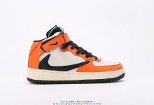 Air Force 1 Mid’07空军中帮“橘红黑倒勾”货号:804609-158