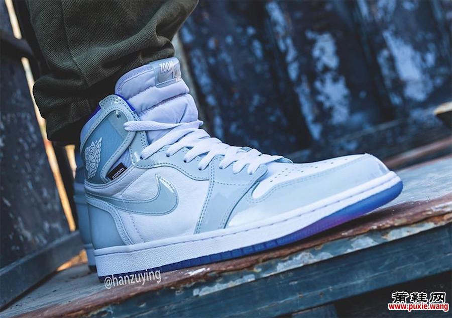 Air Jordan 1 High Zoom Racer Blue CK6637-104在脚上