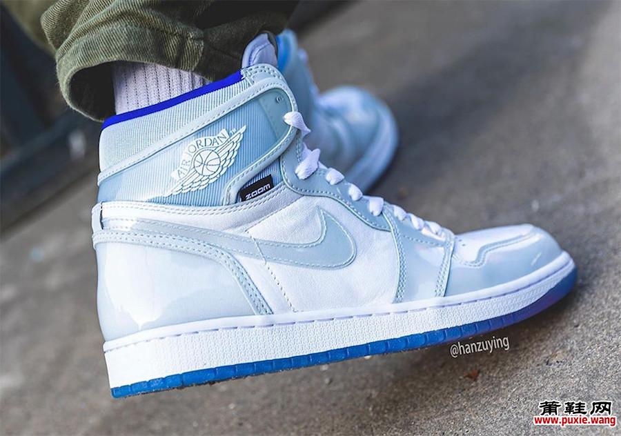 Air Jordan 1 High Zoom Racer Blue CK6637-104在脚上