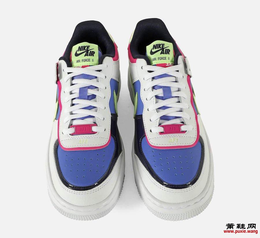 Nike Air Force 1 Shadow White Barely Volt Sapphire Fire Pink CJ1641-100发售日期