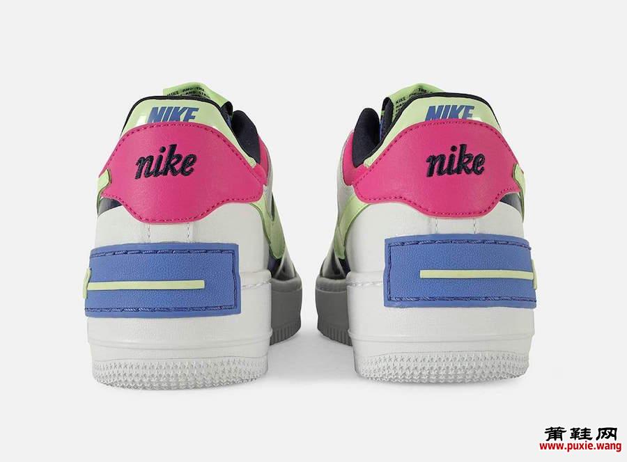 Nike Air Force 1 Shadow White Barely Volt Sapphire Fire Pink CJ1641-100发售日期