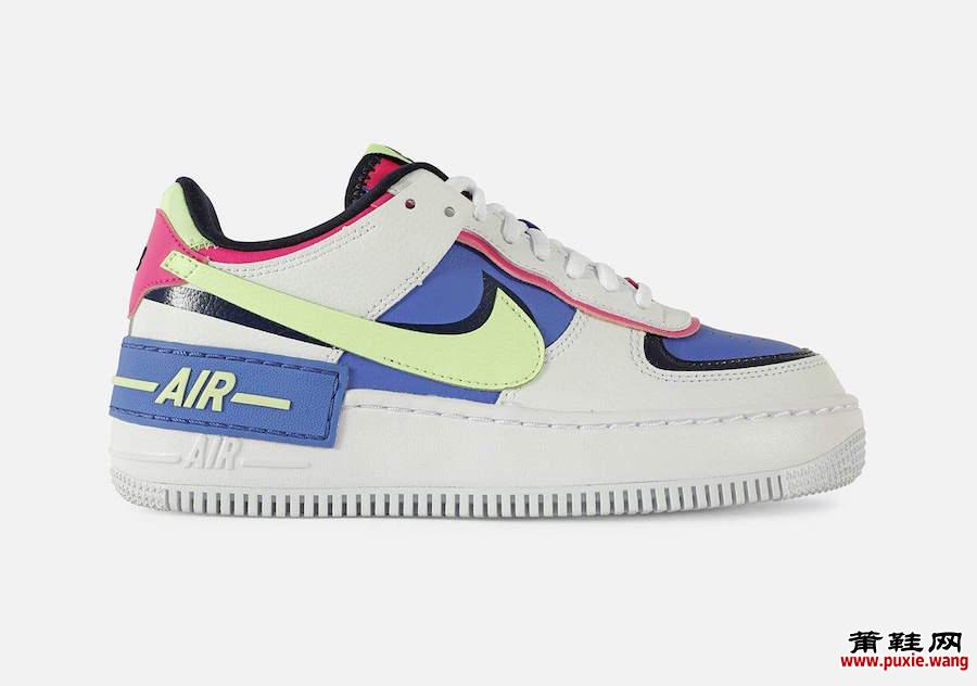 Nike Air Force 1 Shadow White Barely Volt Sapphire Fire Pink CJ1641-100发售日期