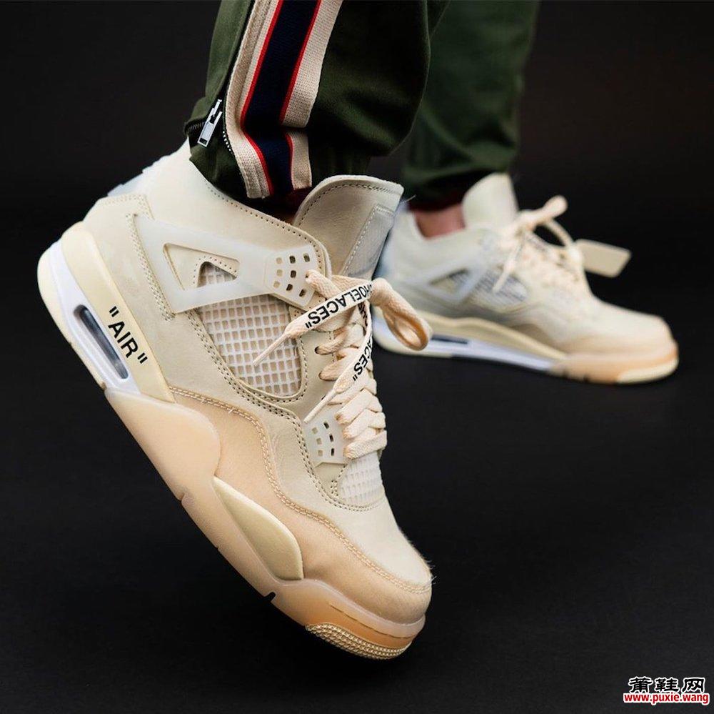 灰白色x Air Jordan 4 CV9388-100 Sail on Feet