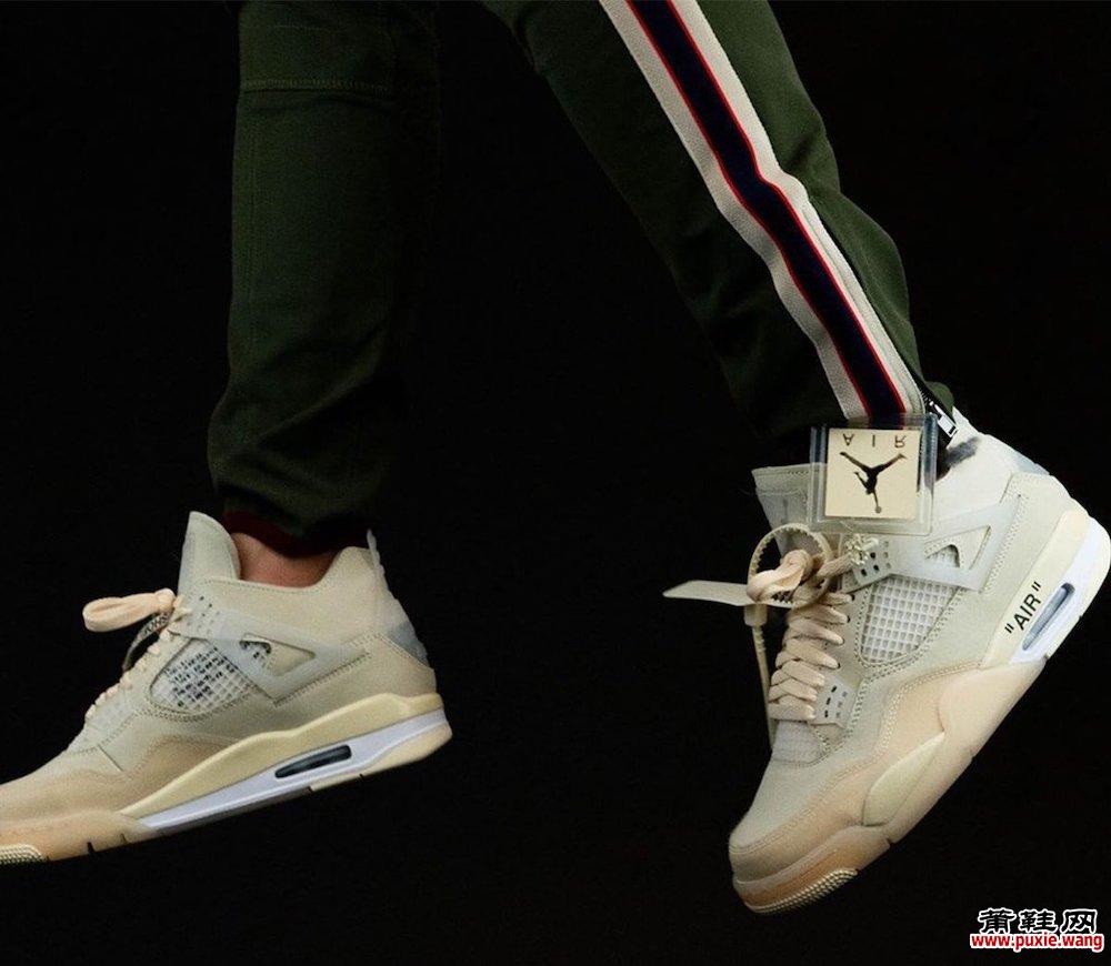 灰白色x Air Jordan 4 CV9388-100 Sail on Feet