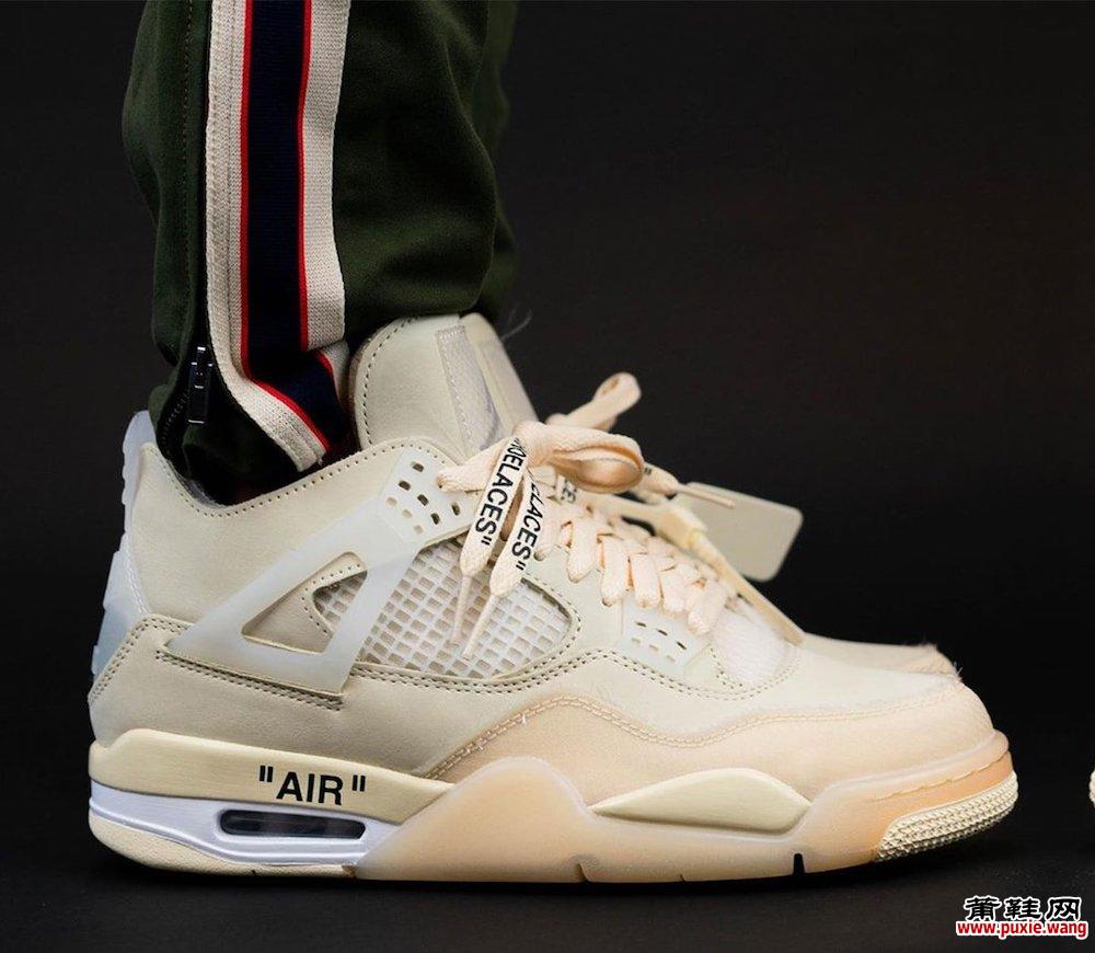 灰白色x Air Jordan 4 CV9388-100 Sail on Feet